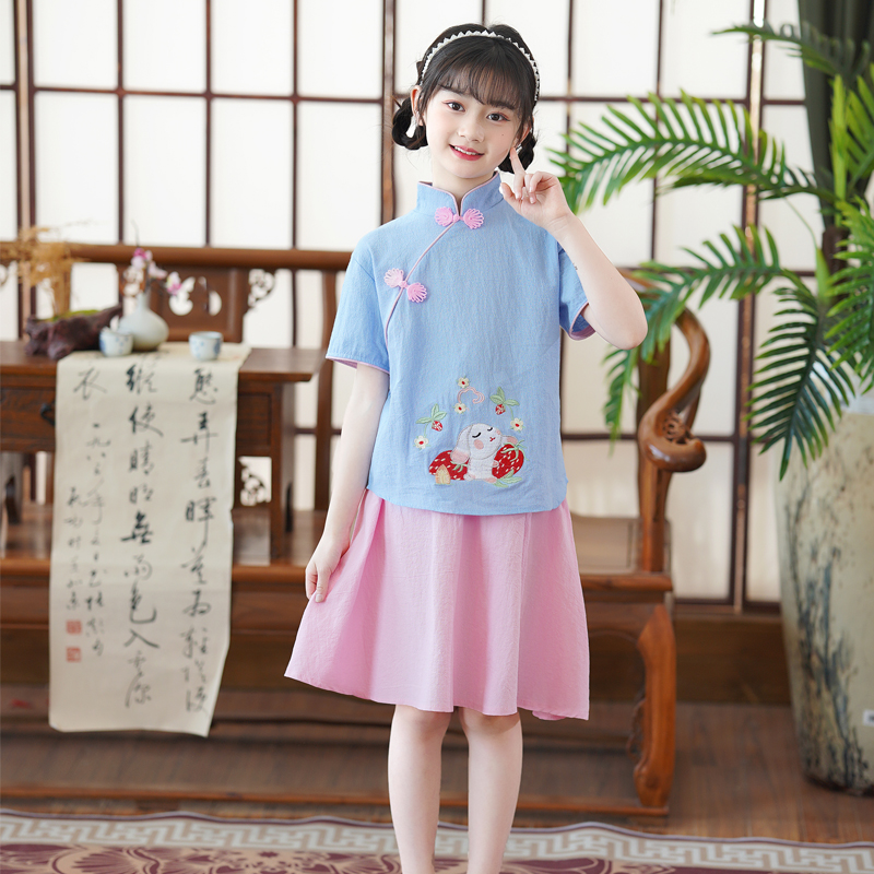 唐装汉服夏中国风国学旗袍朗诵