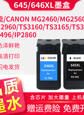 适用佳能PG645XL黑色墨盒CL646XL彩色MG2560 2460 2965 2960 3060 MX496 TS3160 TS3165 TS3360打印机墨水盒