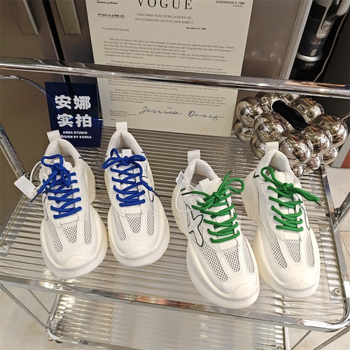 真皮撤柜K夏厚底透气增高女老爹