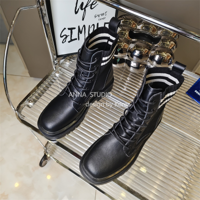 方头显瘦弹力短靴春秋单靴