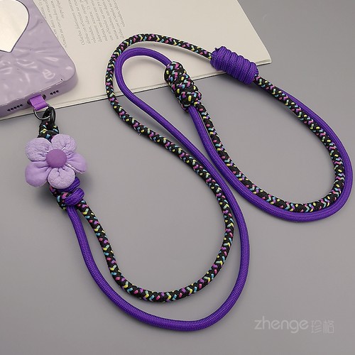 双域小花手机挂绳女斜挎可调节挂脖编织背带绳子长款旅游登山逛街手机壳包包链小蜜蜂相机挂绳侧背肩带通用新