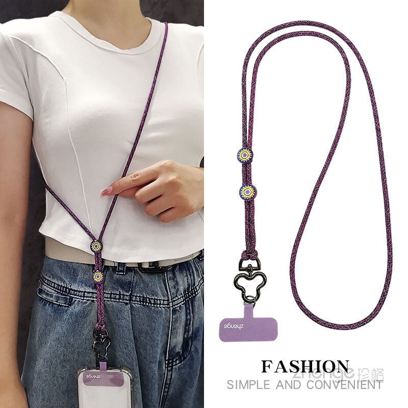 双域民族风手机挂绳女斜挎可背长款编织布带绳子小清新户外旅游登山逛街包包链扩音器手机壳套相机侧背肩带绳