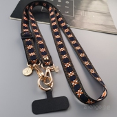 手机链 带子复古民族风刺绣挂链可调节挂脖链男女户外旅游防丢小蜜蜂手机壳通用新款 手机挂绳长款 斜挎可背宽版