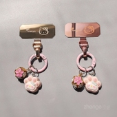 双域卡通可爱金属垫片手机挂绳薄夹片猫爪铃铛吊坠挂件不影响充电不顶壳手串包挂钩连接圆圈壳贴压片结实新品