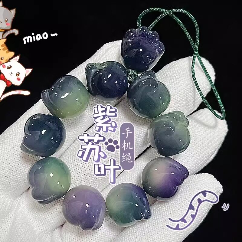 菩提根雕刻猫爪汽车钥匙扣图片