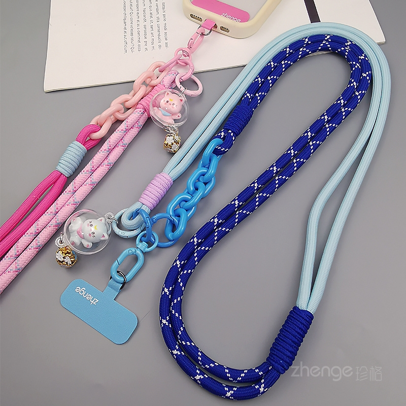 双域手机挂绳女斜挎可背长款卡通可爱吊坠挂件编织绳户外旅游出行包包链绳手机壳电话套相机小蜜蜂侧背肩带绳