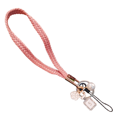 手机挂绳短款高端时尚手腕带子女款手工编织毛线冬季小香风挂饰吊坠女款手机壳通用挂链钥匙扣工牌u盘挂件