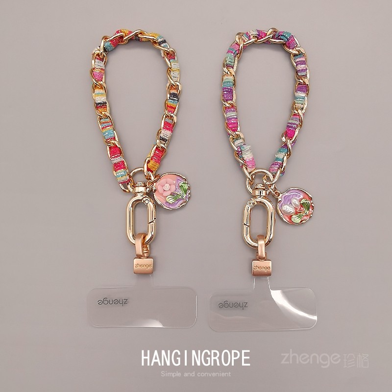 双域指环手机挂绳金属链子结实耐用彩绘布户外防丢手机壳挂件小吊绳旅游出行逛街防掉手提链女时尚拇指挂绳新,3C数码配件,手机挂件/手机链,淘宝优惠券,粉丝福利购,淘宝优惠卷