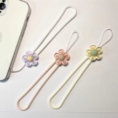 时尚 小清新花朵液态硅胶手机挂绳ins风手腕绳手机壳U盘钥匙扣通用