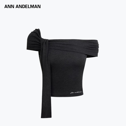 ANN ANDELMAN2026夏季新款飘带露肩T恤气质女装短袖修身短上衣