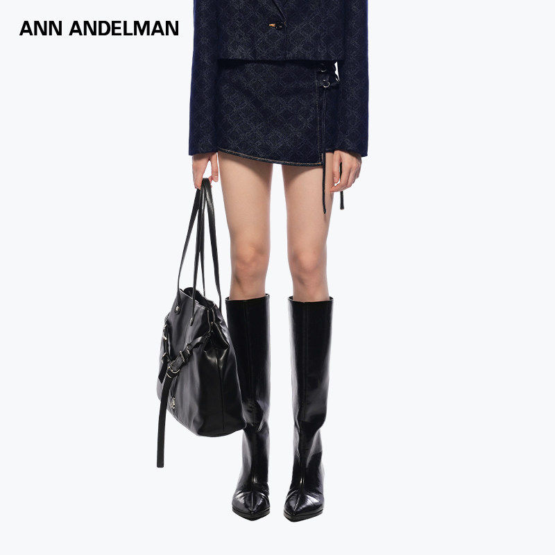 ANN ANDELMAN原牛镭射烧花短裙牛仔包臀半身裙可搭配同款牛仔外套