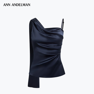 ANN ANDELMAN 荡领飘带褶皱吊带设计感不对称轻熟风上衣