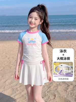 女童泳衣2026夏季新款中大童女孩撞色分体游泳衣儿童甜美海边泳装 — 7