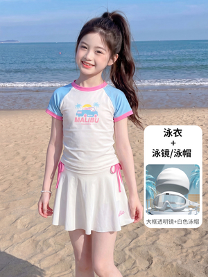 女童泳衣2026夏季新款中大童女孩撞色分体游泳衣儿童甜美海边泳装 — 4