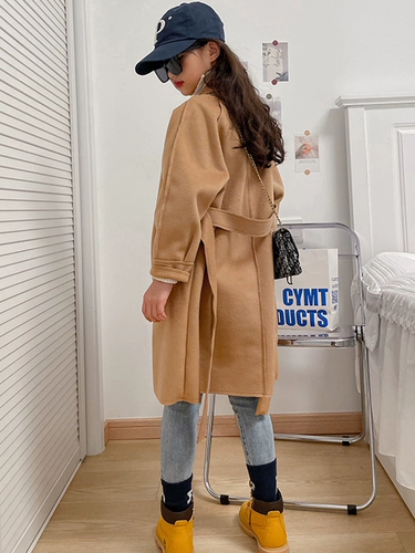 Плащ, осеннее двусторонное шерстяное пальто для принцессы, в западном стиле, в корейском стиле, подходит для подростков