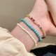 夏天彩色碧玺串珠手链女2025年新款 绿松石手串白贝母多层叠戴手饰