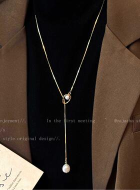 法式秋冬复古珍珠项链女款2025新款长款毛衣链气质高级感轻奢配饰