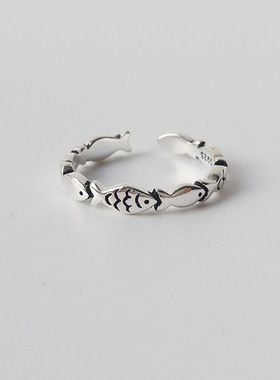 日韩时尚复古小鱼戒指男女个性潮流港味食指戒情侣个性闺蜜对戒