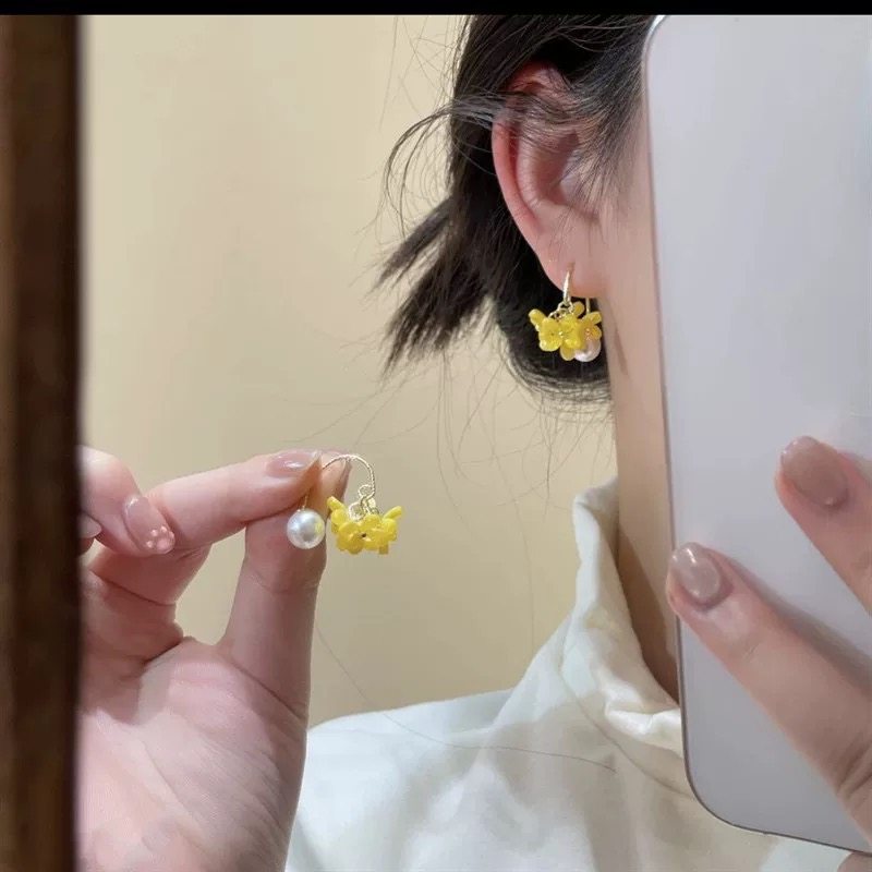 清新桂花新中式古风耳钉小众设计简约珍珠精致时尚百搭高级感耳饰