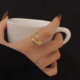 小众设计戒指女轻奢高级感食指戒指2025新款爆款可调节开口戒指
