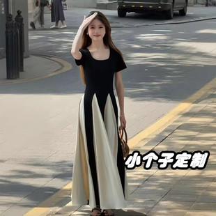 150矮小个子网纱拼接连衣裙女2026夏季新款气质显瘦高级感长裙145