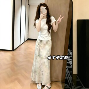 150小个子穿搭巨好看新中式半身裙套装女夏2026新款绝美两件套145