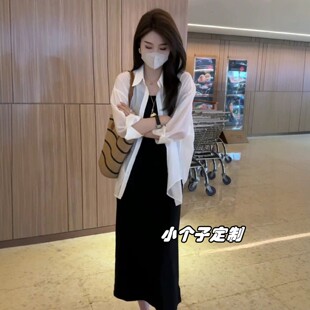 150小个子穿搭巨好看连衣裙套装女夏2026新款防晒衬衫两件套XS145