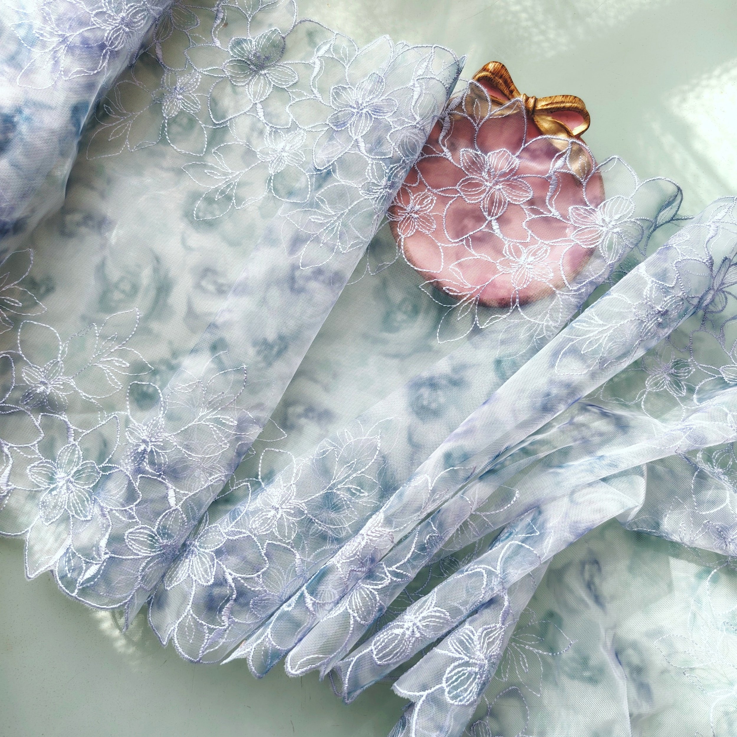 手工diy材料服装精细烟紫色车骨刺绣花朵网纱DIY蕾丝花边辅料蕾丝,居家布艺,花边,淘宝优惠券,粉丝福利购,淘宝优惠卷