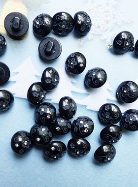 手工diy材料服装辅料烟紫色镶钻小纽扣1.2厘米3元20颗