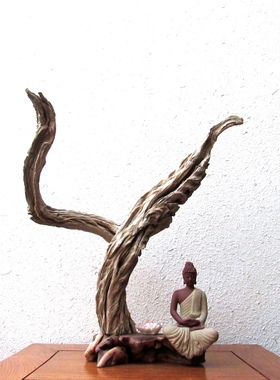 千年胡杨风化老木原木随形根艺摆件自然禅意艺术创意家居收藏饰品