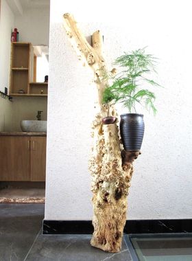 风化木原木留疤原生态根艺随形花台花架摆件田园禅意客厅家居饰品
