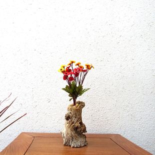 千年胡杨木家居软装摆件自然原生态风化枯木随形禅意田园创意花插