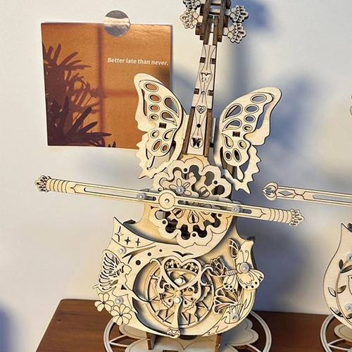 秘境大提琴音乐盒八音盒DIY木质拼装模型生日礼物送女生毕业摆件