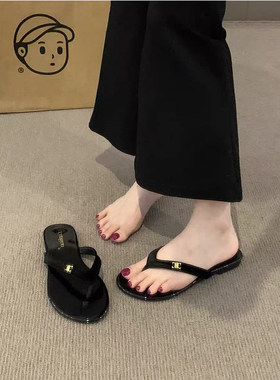 平底夹脚露趾人字拖鞋女