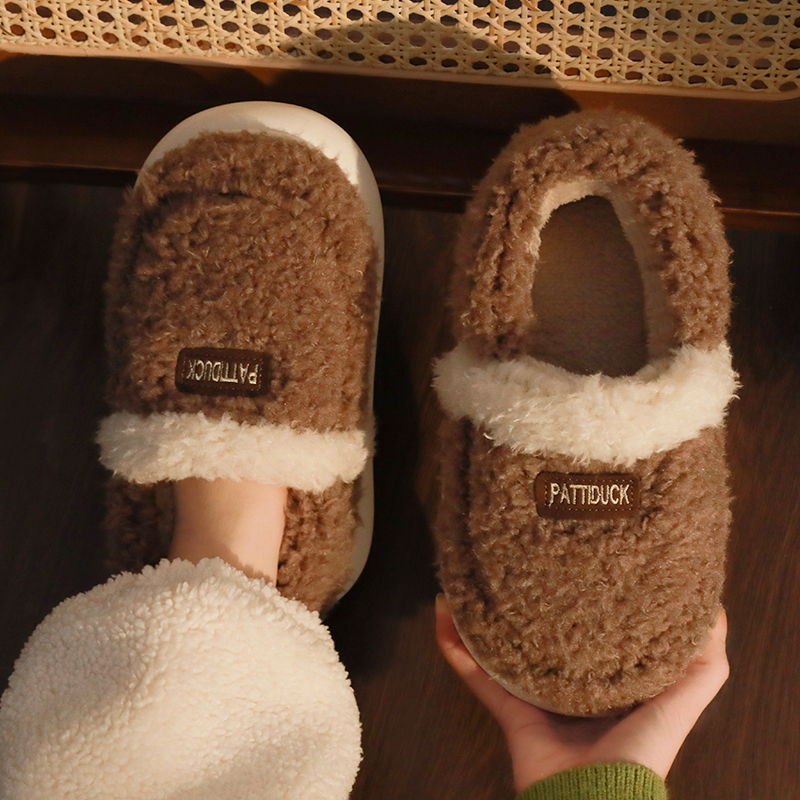 棉拖鞋男包跟冬季保暖家用室内
