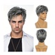 全头套爷爷 扮假发外贸渐变色短发化纤 假发外国老头 灰白色装 男士