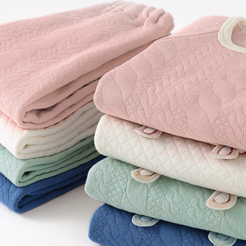 男童保暖内衣套装纯棉女夹棉秋衣