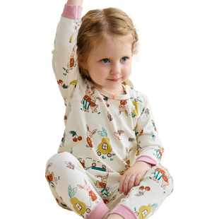 女童睡衣春秋衣裤套装全纯棉毛衫打底婴幼儿家居服宝宝保暖内衣