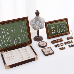 胡桃木首饰展示架吊坠项链模特架相框戒指手镯摆摊橱窗陈列收纳架