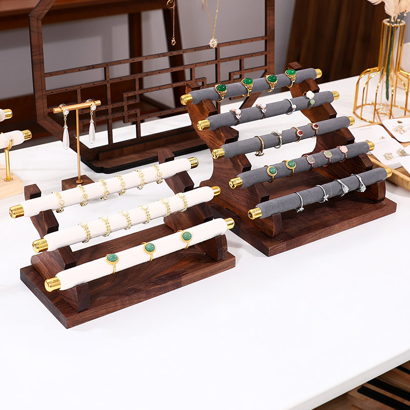 创意胡桃木戒指展示架戒指道具摆件戒指托饰品展示架戒指收纳陈列