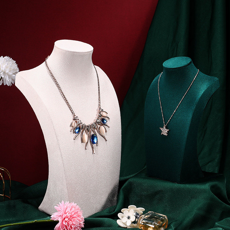 绒布人像颈膜项链展示架首饰架模特脖子饰品架子珠宝道具店铺专用