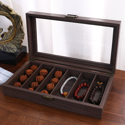 木纹皮防尘文玩核桃佛珠收纳盒