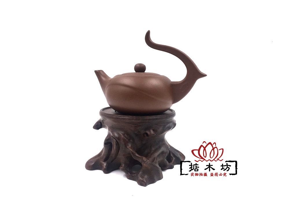 红木工艺品实木单高根雕底座茶壶底座小摆件黑梓木奇石玉器木托