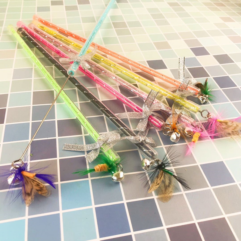 伸缩小飞虫逗猫棒猫咪互动宠物玩具猫用品头可替换羽毛逗猫玩具