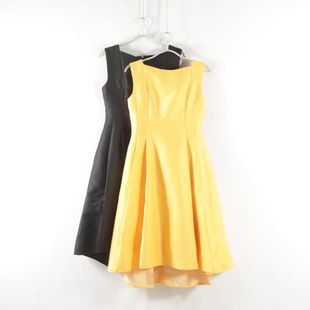 无袖 显瘦A字裙女纯色时尚 连衣裙 通勤后拉链方领套头修身 日单新款