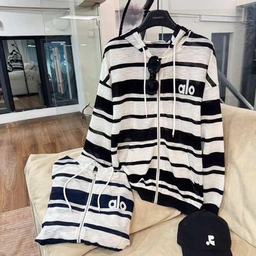 【条纹开衫】夏季宽松大版型潮牌字母印花圆领长袖防晒外套CP372