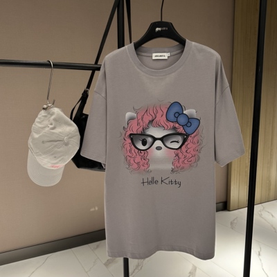 【卷发KT】女夏季新款宽松圆领趣味印花短袖T恤CP942