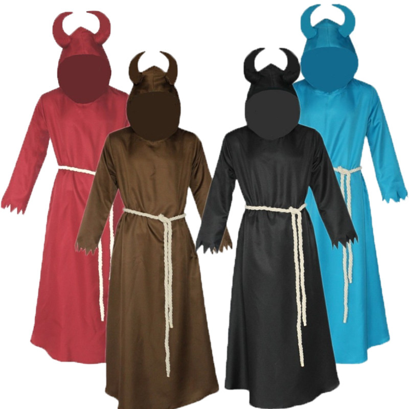 万圣节舞会表演出服饰恶魔装扮成人红牛角魔鬼服装吸血鬼披风衣服