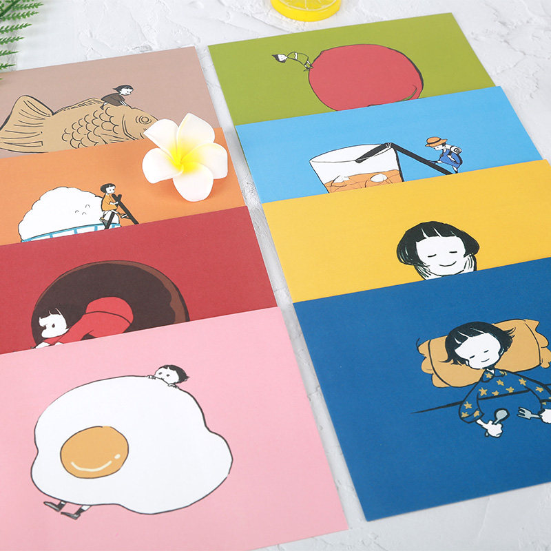 创意卡通信封信纸套装 情人节好看的美食女孩日系情书创意文艺小清新