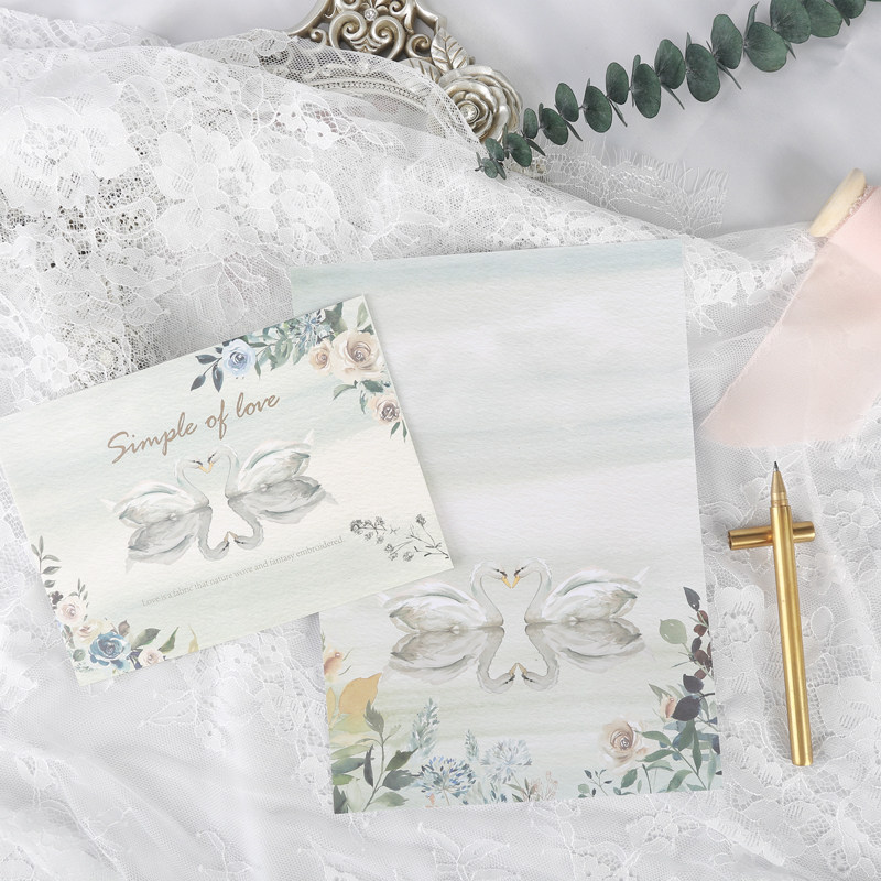 信封信纸套装天鹅表白情人节日式复古简单爱漂亮好看创意可爱信封情书